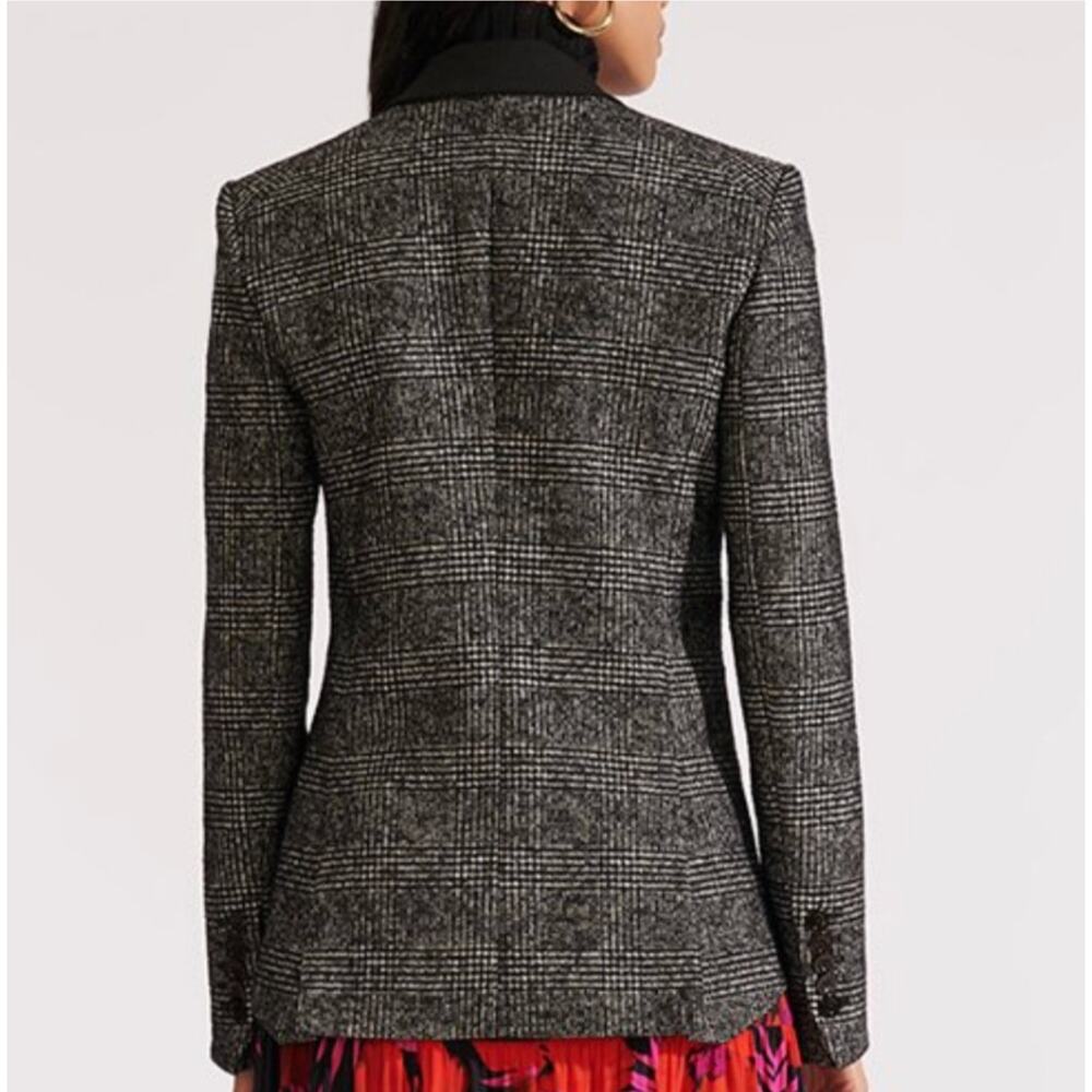 Veronica Beard Gia Dickey Jacket Houndstooth Plaid Blazer Black Tweed Size 12 - Picture 2 of 9